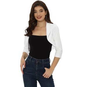 INSPIRE CHIC Women's Elegant Evening Wedding Lapel Collar Bolero Shrugs - 1 of 4