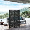 MAYEERTY Room Divider Screen Francis Rice Pattern Black Galvanized Sheet 72x47x2in 3-Piece Set 3-Piece Set - 2 of 4