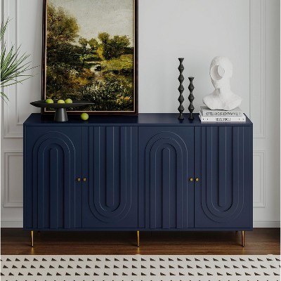 NicBex 4-Door Sideboard Cabinet Modern Buffet Storage Cabinet with Adjustable Shelves & Metal Legs for Living Room,Kitchen,Navy