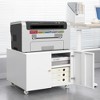 White Metal Printer Stand with Storage Mobile Printer Tables for Small Spaces with Door Adjustable Shelf File Cabinet on Wheels for Home Office. - 2 of 4