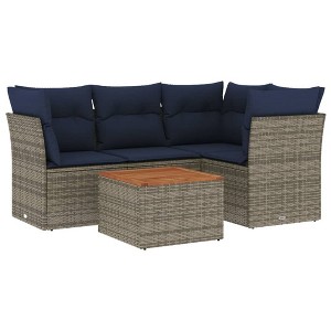vidaXL 5 Piece Patio Sofa Set with Cushions - Gray - 1 of 4