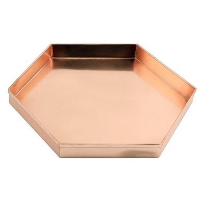 Hexagonal Copper-Plated Stainless Steel Decorative Trays, Set of 3