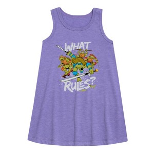 - Teenage Mutant Ninja Turtles - What Rules? Leo and Brothers Graphic Sleeveless Aline Dress - 1 of 3