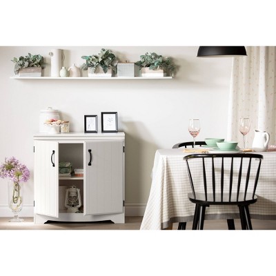 Pure White Farmhouse 2-Door Storage Cabinet with Adjustable Shelves