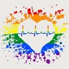 Adult Design By Humans Pride Heartbeat EKG Splatter By LegatoTendo T-Shirt - 2 of 2
