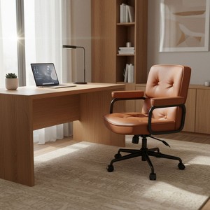 SUGOLD Brown Ergonomic Office Chair with Wide Seat and Lumbar Support, Comfortable Desk Chair for Home Office & Workspace - 1 of 4