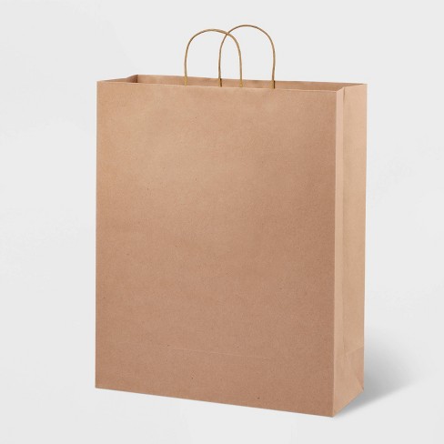 XLarge Solid Natural with White Polka Dots Gift Bag - Spritz™ - image 1 of 3