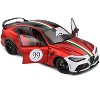 2022 Alfa Romeo Giulia GTAm #99 Red Metallic with Black Top and Italian Flag Stripes 1/18 Diecast Model Car by Solido - 2 of 4