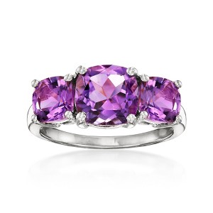 Ross-Simons 3.80 ct. t.w. Amethyst 3-Stone Ring in Sterling Silver - 1 of 4