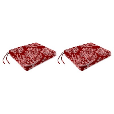 Outdoor Set Of 2 French Edge Seat Cushions In Seacoral Red  - Jordan Manufacturing