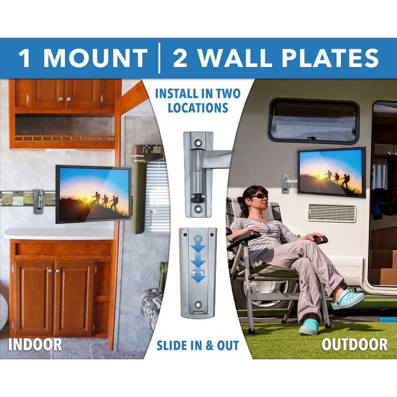 Mount-It! RV TV Mount, Lockable Full Motion TV Wall Mount Designed Specifically for RV or Mobile Home Use Single Arm Tilting & Swiveling 42 Inches Max, 4 of 9