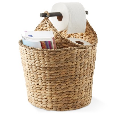 Natural Woven Water Hyacinth Wicker Bathroom Storage Basket