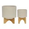 Okak Ceramic Plant Pot with Wooden Stand Elevated Flower Planter for Herbs, Vegetables, Fruits, Indoor/Outdoor, 2 Pack/1 Pack,10 Options - 2 of 4