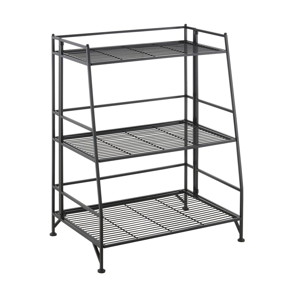 Photos - Garden & Outdoor Decoration Breighton Home 34" Xtra Storage 3 Tier Ladder Folding Metal Shelf in Black