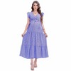 Women Casual Wrap V Neck Ruffle Hem Midi Sun Dress with Belt - 2 of 3