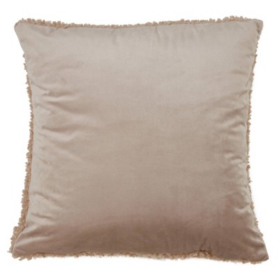 Natural Faux Fur Square Throw Pillow with Poly Fill