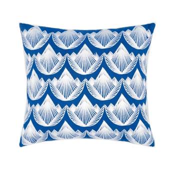 Lotus Embroidered Decorative Pillow White/Blue - Rochelle Porter