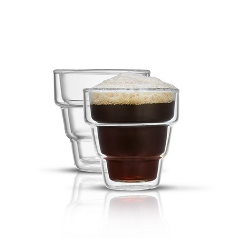 JoyJolt Savor Double Wall Insulated Glasses Espresso Mugs (Set  of 2) - 5.4-Ounces: Irish Coffee Glasses