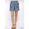 Slickblue Denim Elastic Waist Shorts with Raw Hem - Women's Printed Pocket Style, Blue, Size S-L - 4 of 4