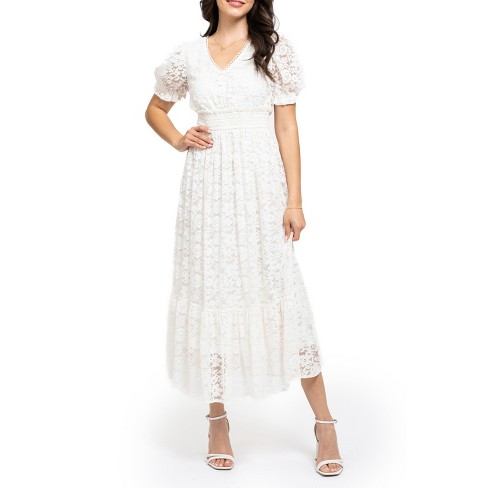 August Sky Women's Lace Overlay Midi Dress : Target