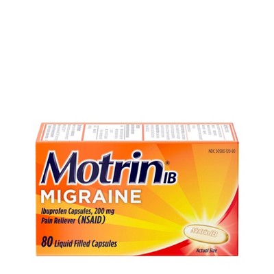 Motrin Ibuprofen Migraine Liquid Filled (NSAID) Caplet - 80ct