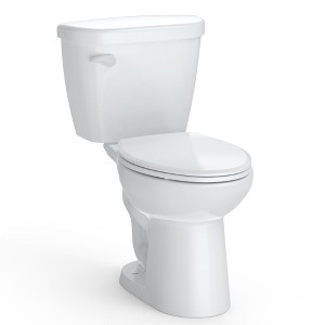 Toilet, Two-Piece Toilet - 17.5'' ADA Height Elongated Toilet, 1.28 GPF Powerful Single Flush with Soft Close Seat, 12 Inch Rough In, White - 1 of 4