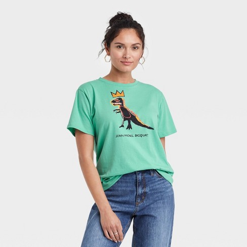 Women's Basquiat Dinosaur Short Sleeve Graphic T-Shirt - Green - image 1 of 3