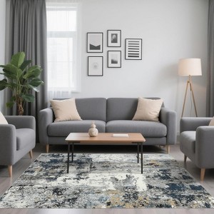 Washable Non-Slip Rug, Modern Abstract Low Pile Indoor Carpet, Soft Machine Washable Area Mat for Living Room, Bedroom, Entryway - 1 of 4