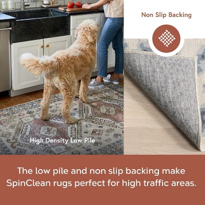 Blue Leopard Print Machine Washable Synthetic Area Rug
