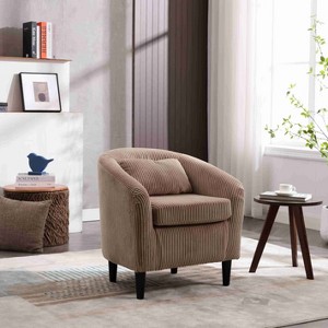 CAVINAS Corduroy Barrel Accent Chair with Curved Backrest and Pillows,Cozy Upholstered Living Room Chairs,Reading Chairs for Living Room - 1 of 4