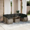 vidaXL 10 Piece Patio Sofa Set with Cushions Gray Poly Rattan - without storage - 2 of 4