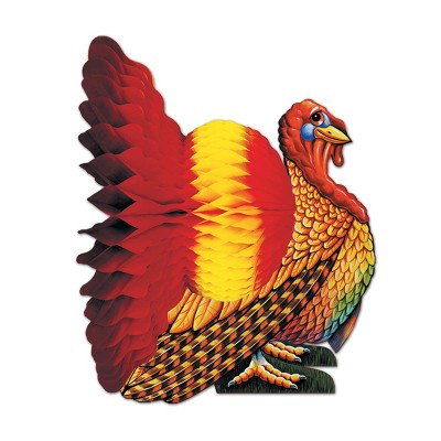 Beistle Tissue Turkey Centerpiece, 9", (3/Pkg) Multicolored