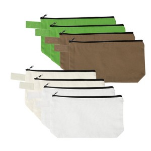 Unique Bargains Canvas Plain Zipper Toiletry Makeup Organizing Bags 8 Pcs - 1 of 4