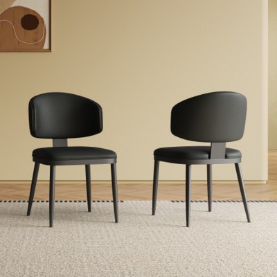 Modern Upholstered Dining Chairs Set of 2, Armless Dining Chairs with Cushioned Seat and Backrest for Kitchen or Dining Room-The Pop Home