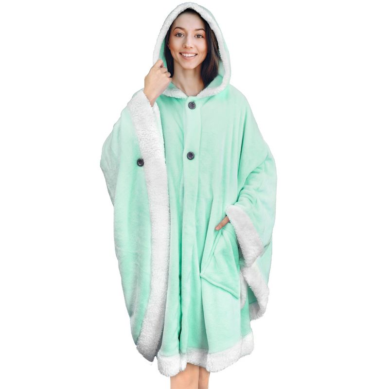 PAVILIA Angel Wrap Hooded Blanket for Women Adult, Wearable Cozy Wrap Throw Fleece Shawl Cape, 1 of 7