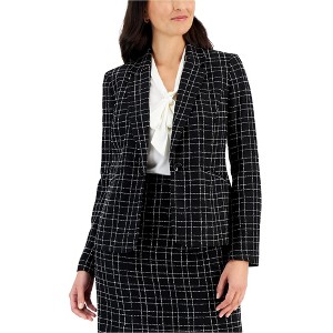 Kasper Womens Plaid One Button Blazer Jacket, Black, 10P - 1 of 1
