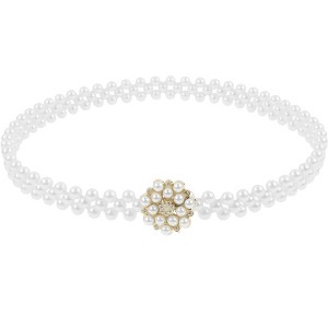 Elerevyo Faux Pearl Rhinestones Fashion Apparel Belt 65cm x 2cm 1 Pc - 1 of 4