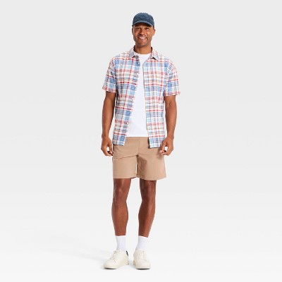 Мужские рубашки Goodfellow & Co Men's Short Sleeve Plaid Button-Down Shirt - Goodfellow & Co™ Light Blue L — фото 3