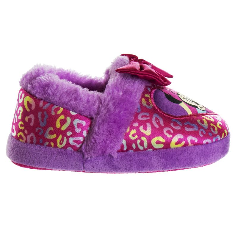 Disney Kids Girl's Minnie Mouse Slippers - Plush Lightweight Warm Comfort Soft Aline House Slippers - Fuchsia Purple (size 5-12 Toddler/Little Kid), 4 of 9