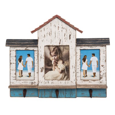 Beachcombers House Shaped Frame With Hooks Photo Frame Picture Holder For  Wall Shelf Or Tabletop Decor Decoration 15 x 2 x 19