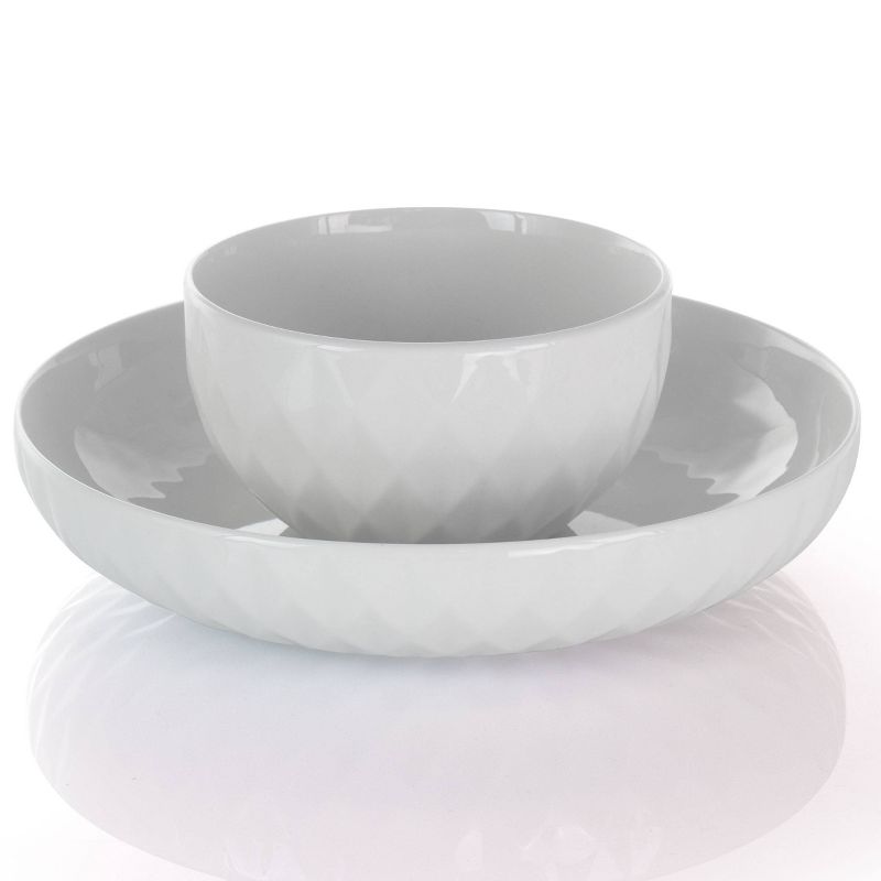 18pc Porcelain Sienna Dinnerware Set White - Elama, 3 of 9