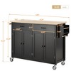 Mobile Kitchen Island Cart, Rolling Kitchen Island With 2 Drawers, 4 Doors Cabinet, Kitchen Island on Wheels for Hotel Kitchen Dinning Room - 4 of 4