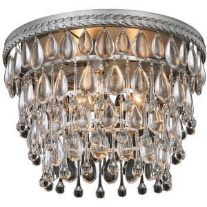 Elegant Lighting Nordic 3 light Antique Silver Flush Mount Clear Royal Cut Crystal - 1 of 4
