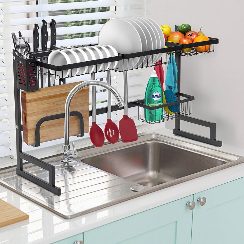 Sorbus Over-The-Sink Dish Drying Display Rack Stand with Utensil Holder Hooks for Kitchen Counter Storage for Dishes, Utensils, etc, 3 of 9