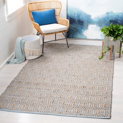 Handmade Silver and Natural Cotton Geometric Area Rug, 3' x 5'