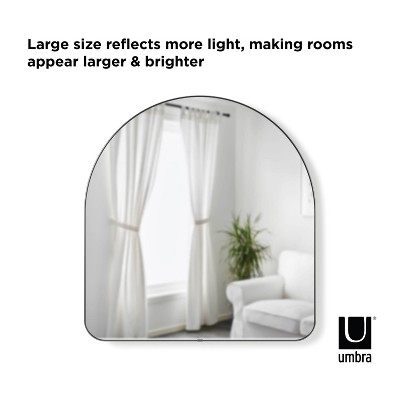 Metallic Titanium Arched Wall Mirror with Thin Rim