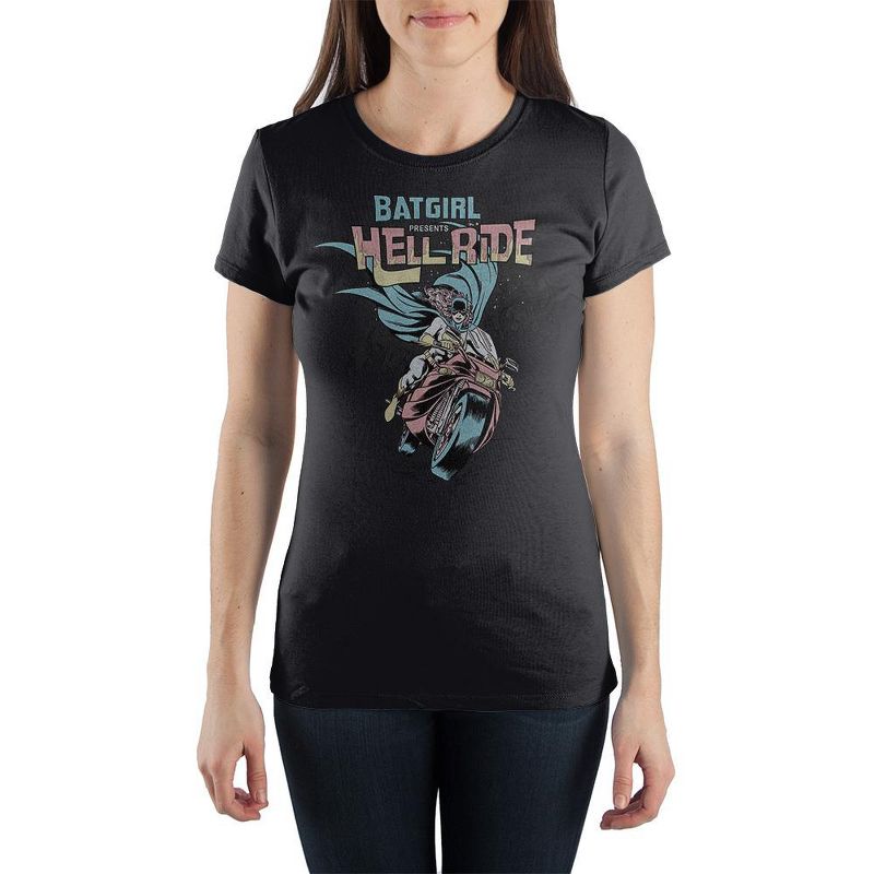 Batgirl Presents Hell Ride Women's Black T-Shirt Tee Shirt, 1 of 2