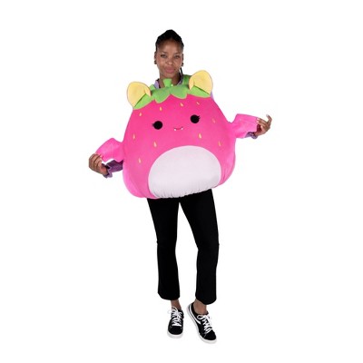 Squishmallows Adult Neon Strawberry Bat Halloween Costume Bodysuit OSFM