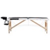 vidaXL Foldable Massage Table 2 Zones Wood Black and White - 2 of 4