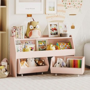 Petrimins  Toy Storage Organizer for Kids, Toy Storage Cabinet with Drawers, Boys and Girls Toy Shelf with Wheels, Kids Bookshelf for Bedroom - 1 of 4